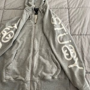 Grey Stussy Zip Sweatshirt in size XL!